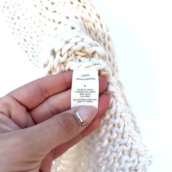 Vince Set Bundle Hand-Knit Crochet Cotton Tank Tops Black Cream Small - Picture 7 of 7